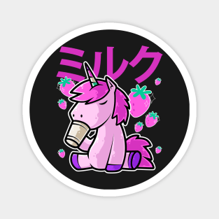 Cute Unicorn Japanese Kawaii Strawberry Milk Shake print Magnet